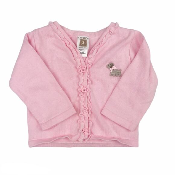 Carters Embroidered Dog Cardigan Sweater Size 3 Months - Picture 1 of 7